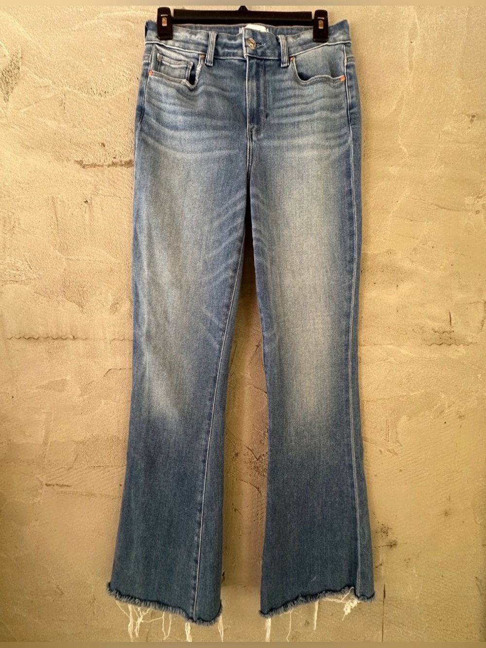 PAIGE High Rise Laurel Canyon Raw Hem Jeans Size 28